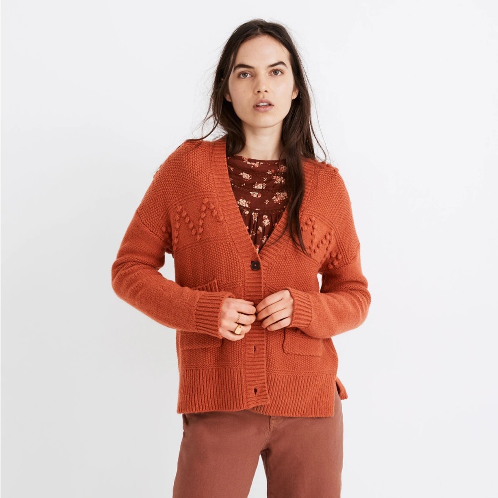 Madewell Zigzag Bobble Cardigan Sweater Size Small